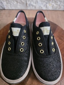 Girls Size 12 Kate Spade Black Glitter Sparkle Keds Euc