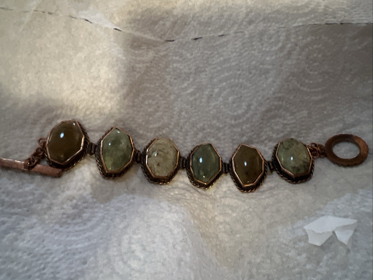 Green Chalcedony/Variscite Copper Chain Bracelet View 2