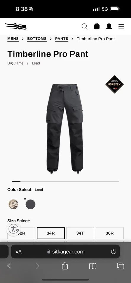 Sitka Timberline Pro Pant NWT 34R - Image 3 of 4
