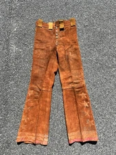 1 Of 1 1970 Suede Leather Flare Pants Stars Stripes Hippie VTG Americana 31x31.5