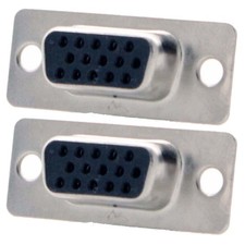 2 Pcs DB15 D-SUB 15 Pin VGA SVGA Female Mount Solder Cup Connector Socket Gold