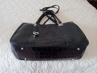 Brighton Navy MONROE Croc Leather Satchel Handbag - Gorgeous