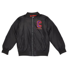 Converse Bomber Jacket Boys Medium Black Chenille Long Sleeve Full Zip RED625