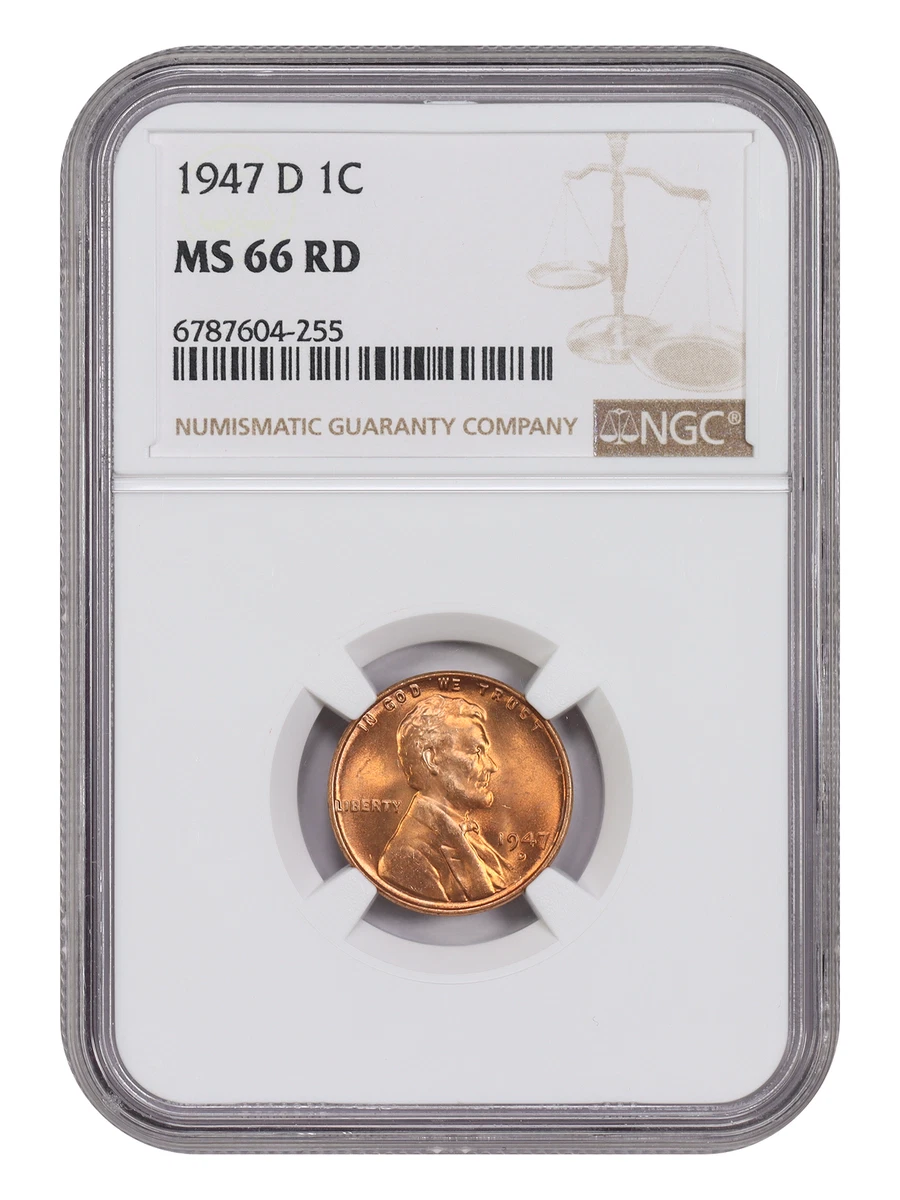 MS 66 Graded 1947 Year Lincoln Wheat US Small Cents (1909-1958