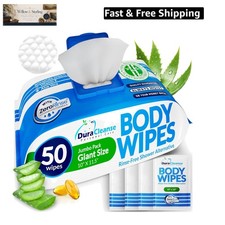 XL Body Wipes for Adults Bathing   50 Ct  4 Travel Shower Wipes 10 x 11.5" T...