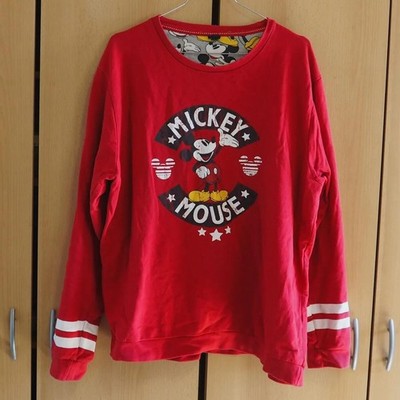 Disney Mickey Mouse Sweatshirt XL Rot Pullover Vintage Retro Baumwolle Unisex