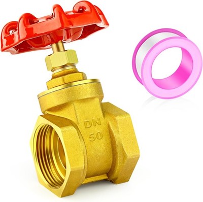 2 Inch Brass Gate Valve, Heavy-duty Rotary Sluice Valve, 1 Pack