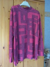 cecil pullover xxl damen, kräftiges pink mit schwarzen Ornamenten, neuwertig