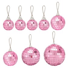 32Pcs Mirror Ball, 1, 2, 3, 4Inch Disco Balls with Hanging Ring for Party, Pink