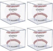 4 Pack Baseball Display Case, UV Protected Acrylic Boxes for Display,Clear Displ