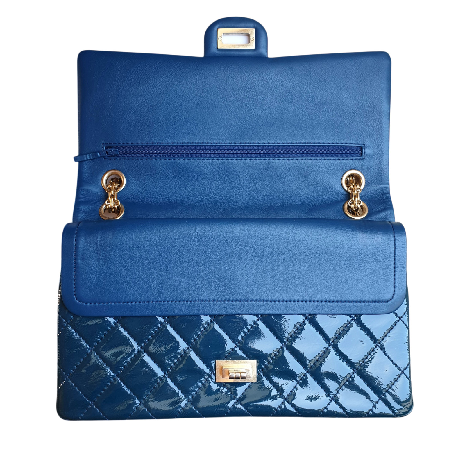 CHANEL 2.55 Reissue Medium Petrol Gold Hardware - Rare Color - Very Clean image 7
