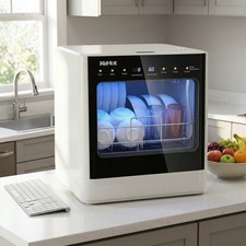 Table top Dishwasher Small Portable Fully Automatic 5Programs Touch Control Home