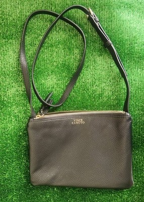 Vince Camuto Amira Black Pebbled Leather Crossbody Purse Zip Closure