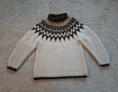 Icelandic Design Damen Island Pullover Gr M 42 44 L 100% Schurwolle Handstrick 