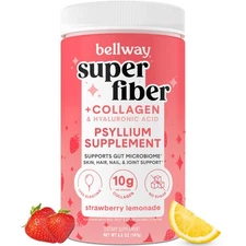 Bellway Super Fiber Powder + Collagen, Sugar-Free Psyllium Husk Powder with Coll