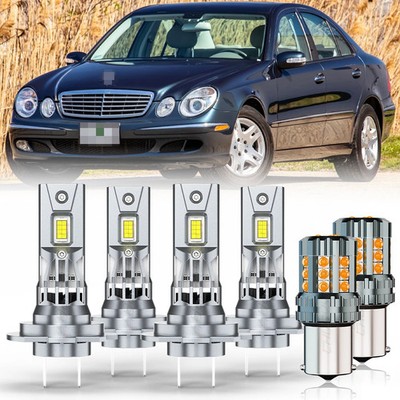 For Mercedes Benz W211 E-Class 03-06 LED Headlight Hi/Lo+Turn Signal Light Bulbs