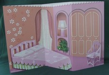 Barbie DREAM HOUSE Retro 1960s BEDROOM DISPLAY DIORAMA BACKDROP PINK DECOR