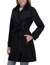 NWT Halston Heritage Woman’s Black Belted Trench Coat Size Small