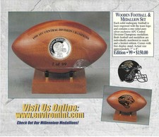 JACKSONVILLE JAGUARS 1999 AFC CENTRAL DIVISION CHAMPIONS WOODEN FOOTBALL 3 OF 99
