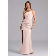 Azazie Eren Mermaid One Shoulder Stretch Satin Dress Blushing Pink Women A0