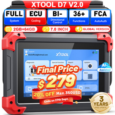 XTOOL D7 V2.0 Coding Diagnostic Tool Full System OBD2 Scanner Key Programming AI