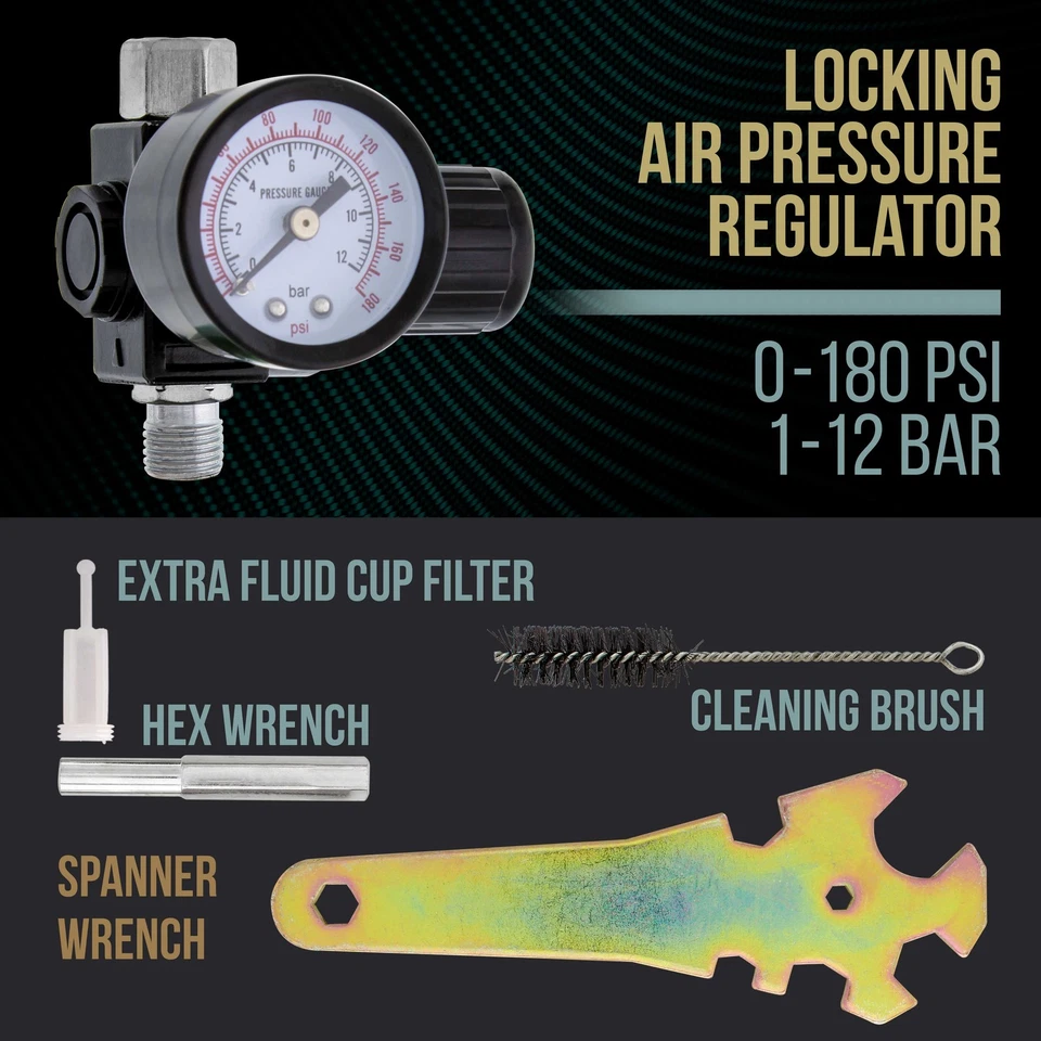 Nueva PISTOLA PULVERIZADORA de alimentación por gravedad HVLP de 1,8 mm regulador de aire imprimación de pintura automática Prime Car Foto 4 de 4