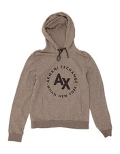 ARMANI Womens Graphic Hoodie Jumper UK 10 Small Grey Cotton DX37