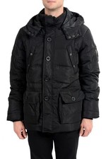 Roberto Cavalli Mens Down Black Full Zip Hood...