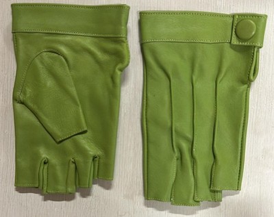 Women Genuine  Soft Sheepskin Leather Half Finger Driving Gloves  Brown