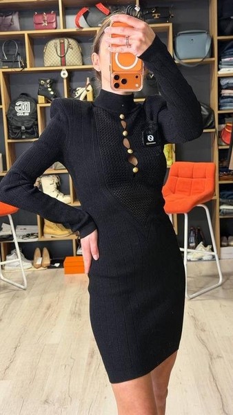 Women Balmain Dress Black Viscose 34 / XS / 42