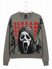 Ghostface Men's Scream Graphic Crewneck Pullover Sweatshirt Gray L. New