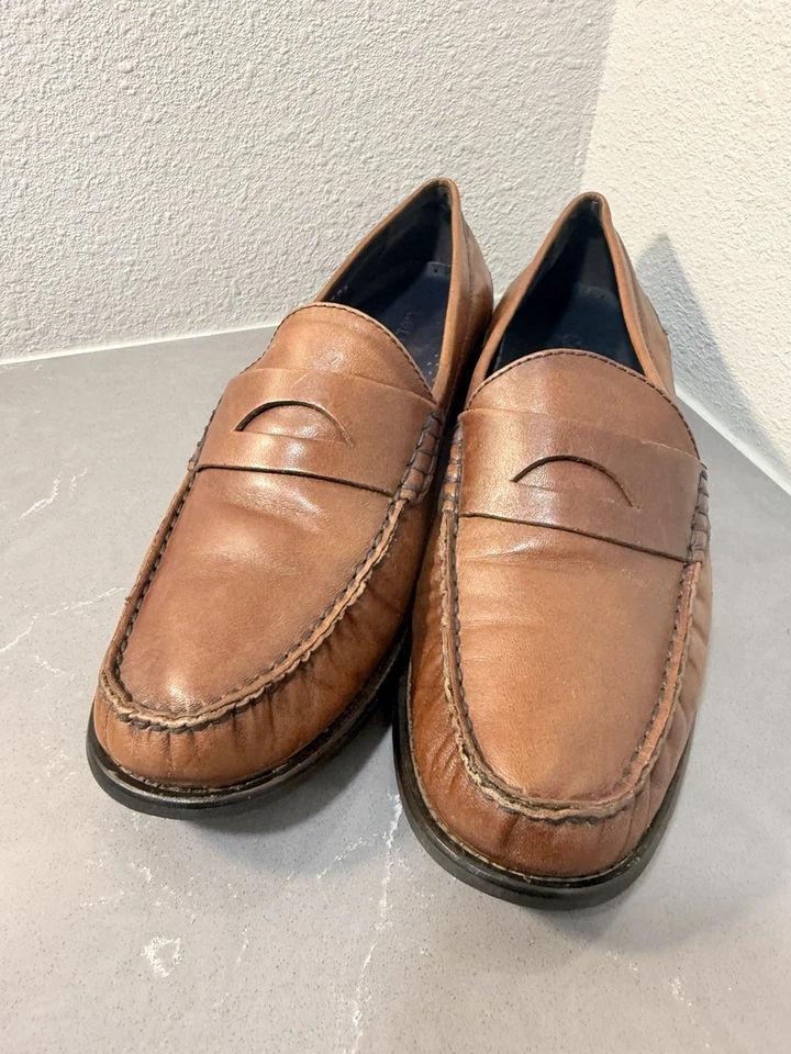 COLE HAAN Para hombres EE. UU. 7.5 Cuero Marrón Penny Mocasín Zapatos Sin Cordones Trabajo Carrera Foto 4 de 4