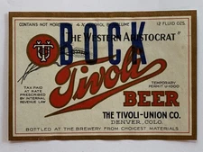Tivoli Bock Beer Denver Colo 12 oz 4% 1936 IRTP U-1000 Permit (wide)