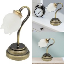 Retro Miniature Flower Shade Table Lamp for 1/12 Dollhouses Collector Enthusiast
