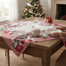 Centrotavola Natalizio in cotone panama quadrato 90x90 cm Art. Candy