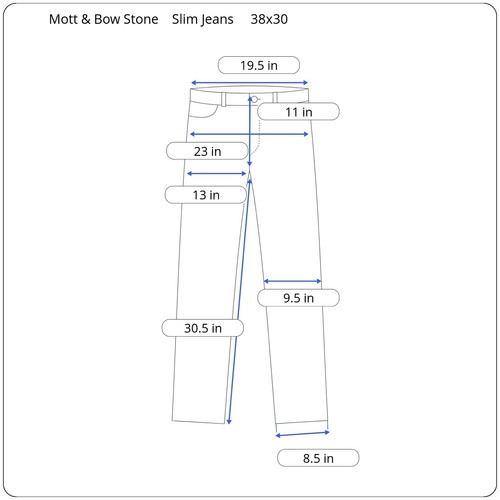 Mott & Bow Stone Slim Jeans Medium/Dark Gray Men’s 38x30 Stretch Capsule Modern - Picture 5 of 9