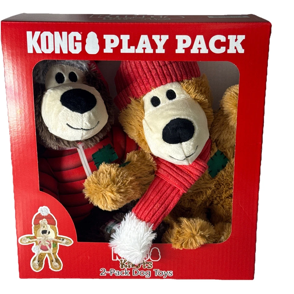 KONG Wild Knots Dog Toy Play Pack – 2 Pack, Durable Plush with Rope & Squeaker - Image 3 of 4