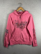 Vintage Lucky Brand Hoodie Womens XL Pink Mandala Asian Lotus Buddha Oriental