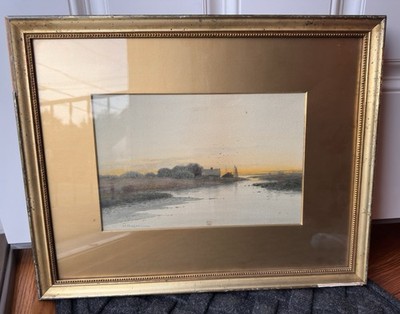 Antique Listed Artist Samuel R Chaffee Framed Landscape Watercolor