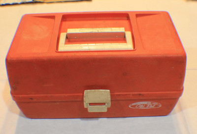Vintage Old Pal 1060 Fishing Tackle Box 3 Tray Red Plastic Made in USA