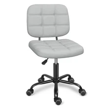 Armless Home Office Desk Chair with Wheels, Modern Ergonomic Drafting Rolling...