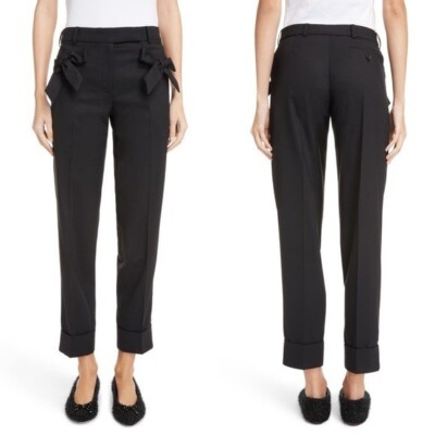 $860 New Simone Rocha Bow Pocket Wool Blend Pants Black Designer Women s Size 10