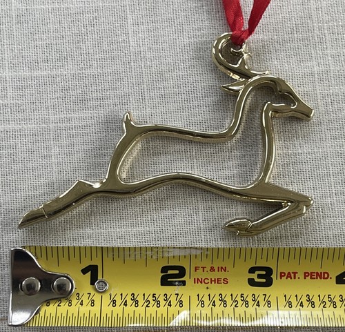 Lenox Reindeer Christmas Ornament Gold Tone Cut Out 3.75 Inch Holiday Signed - Picture 5 of 5