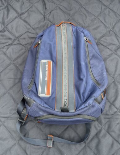 Michael Kors Kent Sports Navy Blue / Tangerine Backpack *Please Read Description - Afbeelding 1 van 11