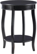 Furniture round Table with Shelf, Black