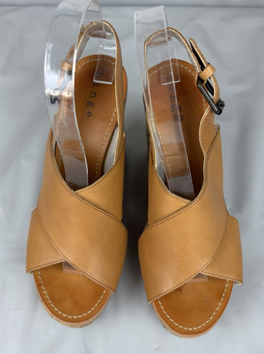 HINGE Leather Slingback Platform Wedge Sandals Wo… - image 6