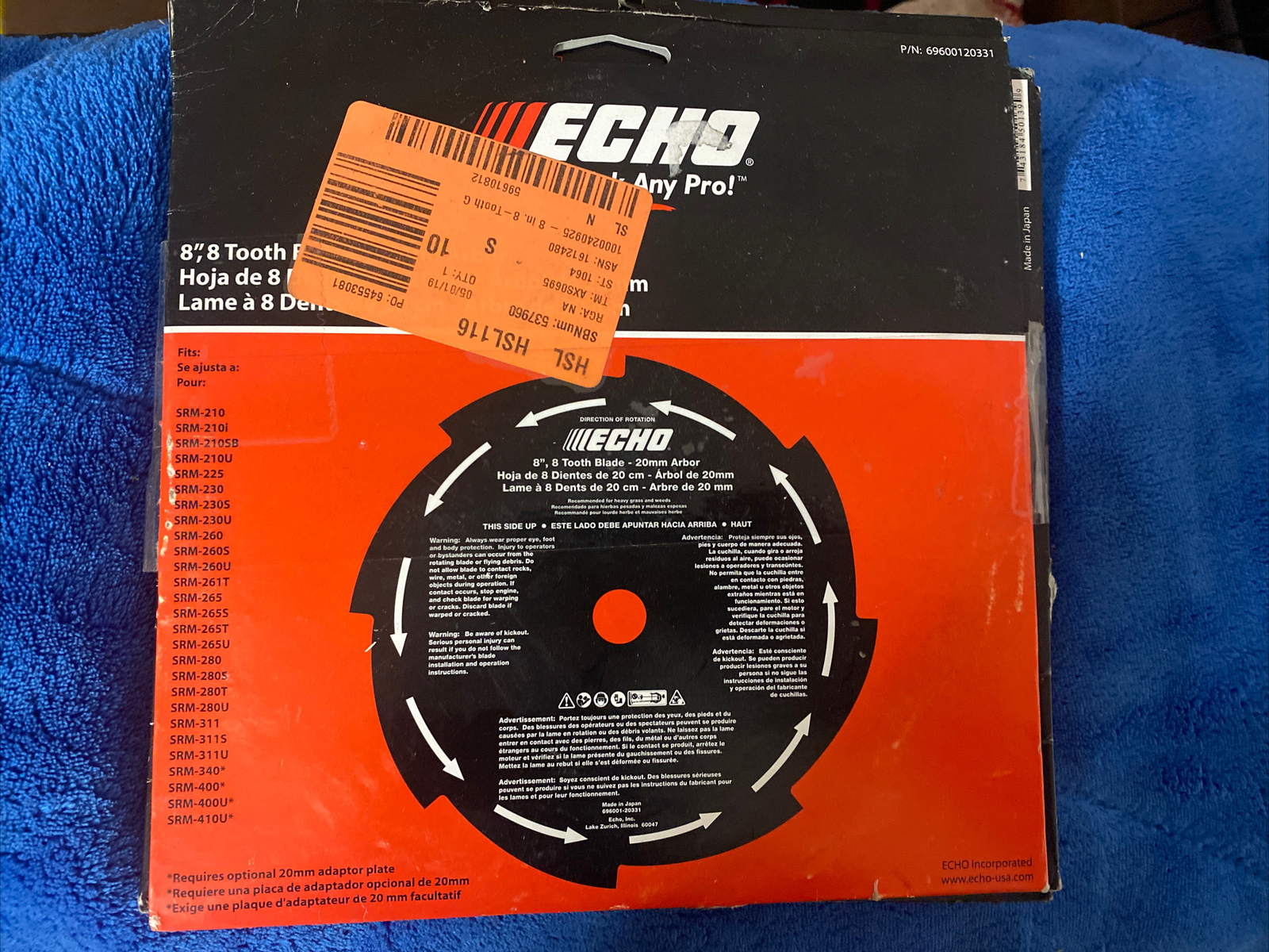 Echo 69600120331 8" 8-Tooth Brush Blade 20MM A SRM Trimmers and Brushcutters