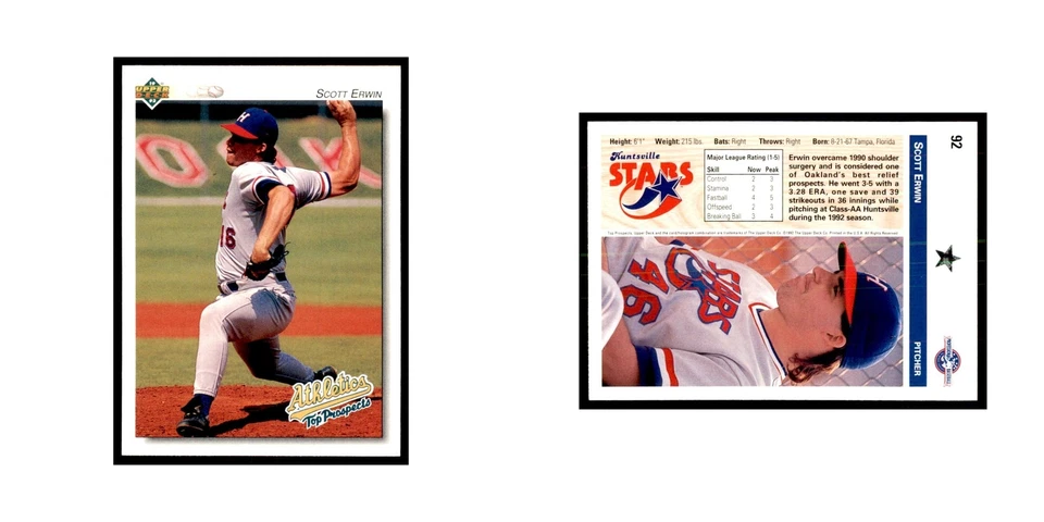 Scott Erwin 1992 Upper Deck Minor League #92 Baseball Cards Baseball Card NM - Image 3 of 3