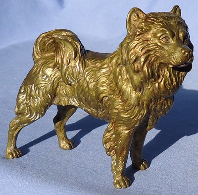 SAMOYED SPITZ CHOW CHOW BRONZE AUSTRIA DOG FIGURINE MARKED 5''