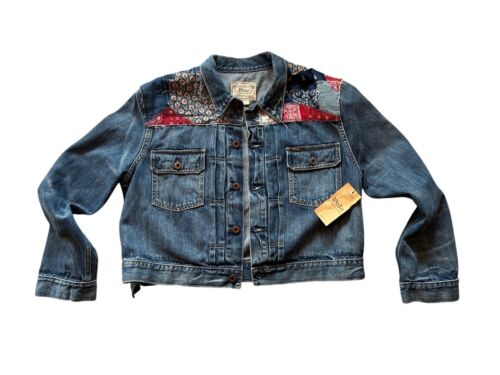 Polo Ralph Lauren Denim Jacket Women Sz XL Trucker Jean Patchwork NWT